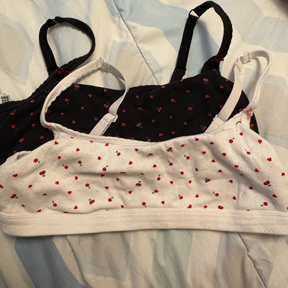 Victoria's Secret Black and White Cherry Print Bralette Duo